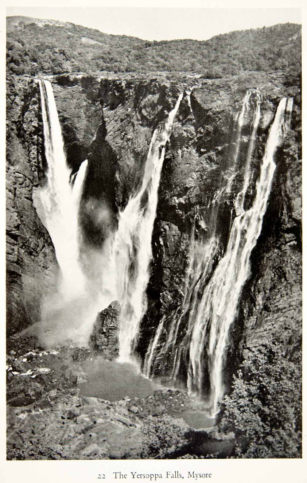 1938 Print Gersoppa Falls Mysore India Jog Sharavathi River Waterfall XGEC7