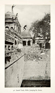 1938 Print Ghats Sacred Tank New Delhi Jumping Annas People Currency Money XGEC7