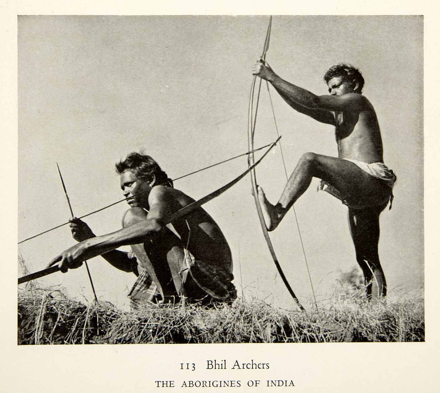 1938 Print Bhil Archers India Aborigines Tribal Indigenous Mewar Bow XGEC7