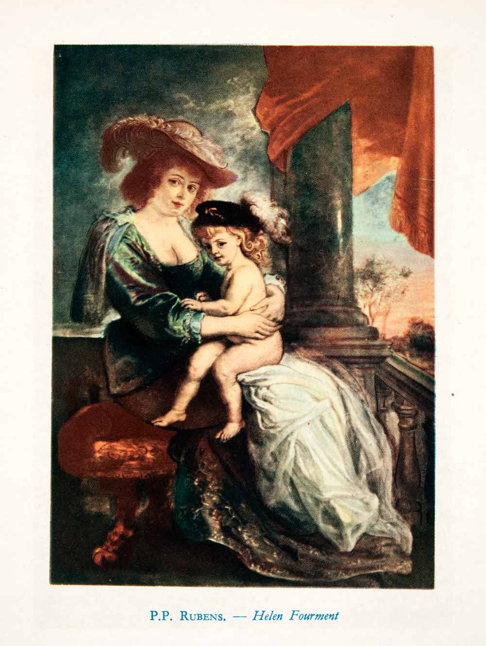 1950 Photolithograph Peter Paul Rubens Art Helene Fourment Costume Fashion XGEC9