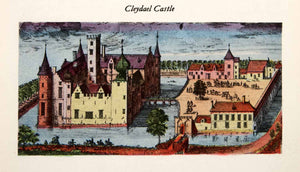 1950 Photolithograph Cleydael Castle Aartsellar Antwerp Belgium Hotel Golf XGEC9