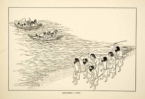 1884 Print Japanese Tribe Sword Boat Chief Sea Ocean Rinzo Ichiske Hamada XGED2