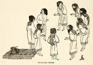 1884 Print Tai Fu Kari Dance Japanese Tribe Yezo Performance Indigenous XGED2