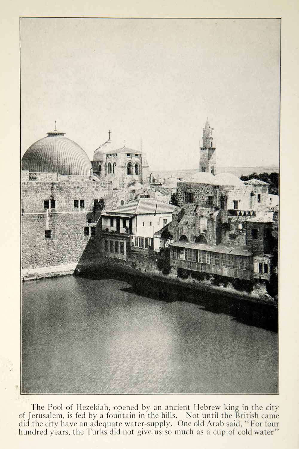 1922 Print Pool Hezekiah Hebrew Jerusalem Amygdalon Old City Biblical XGED3