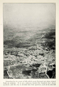 1922 Print Jerusalem Aerial View Israel Holy City Middle East Cityscape XGED3