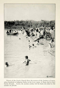 1922 Print River Jordan Easter Joshua Bathing Pilgrims Holy Water Blessing XGED3