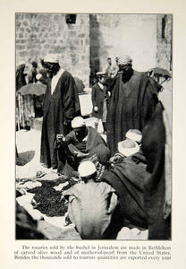 1922 Print Rosaries Vendor Bethlehem Jerusalem Exports Street Scene Middle XGED3