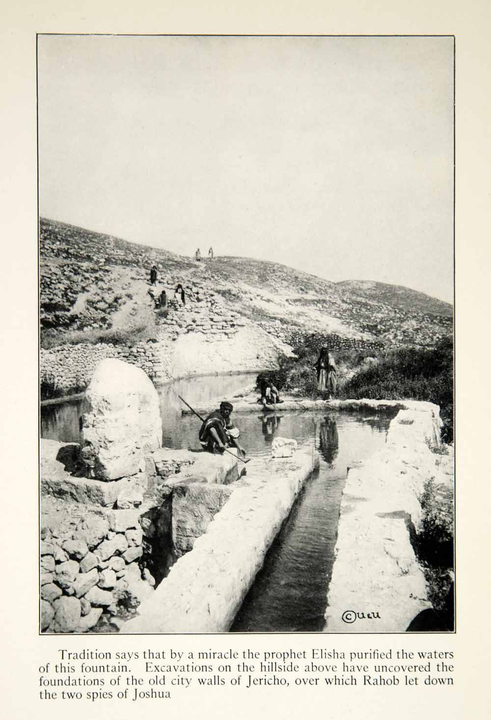 1922 Print Elisha Jericho Biblical Waters Religious Site Middle East Rahab XGED3