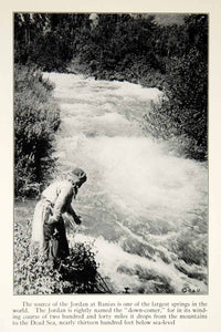 1922 Print Jordan River Banias Spring Middle East Waters Biblical Native XGED3