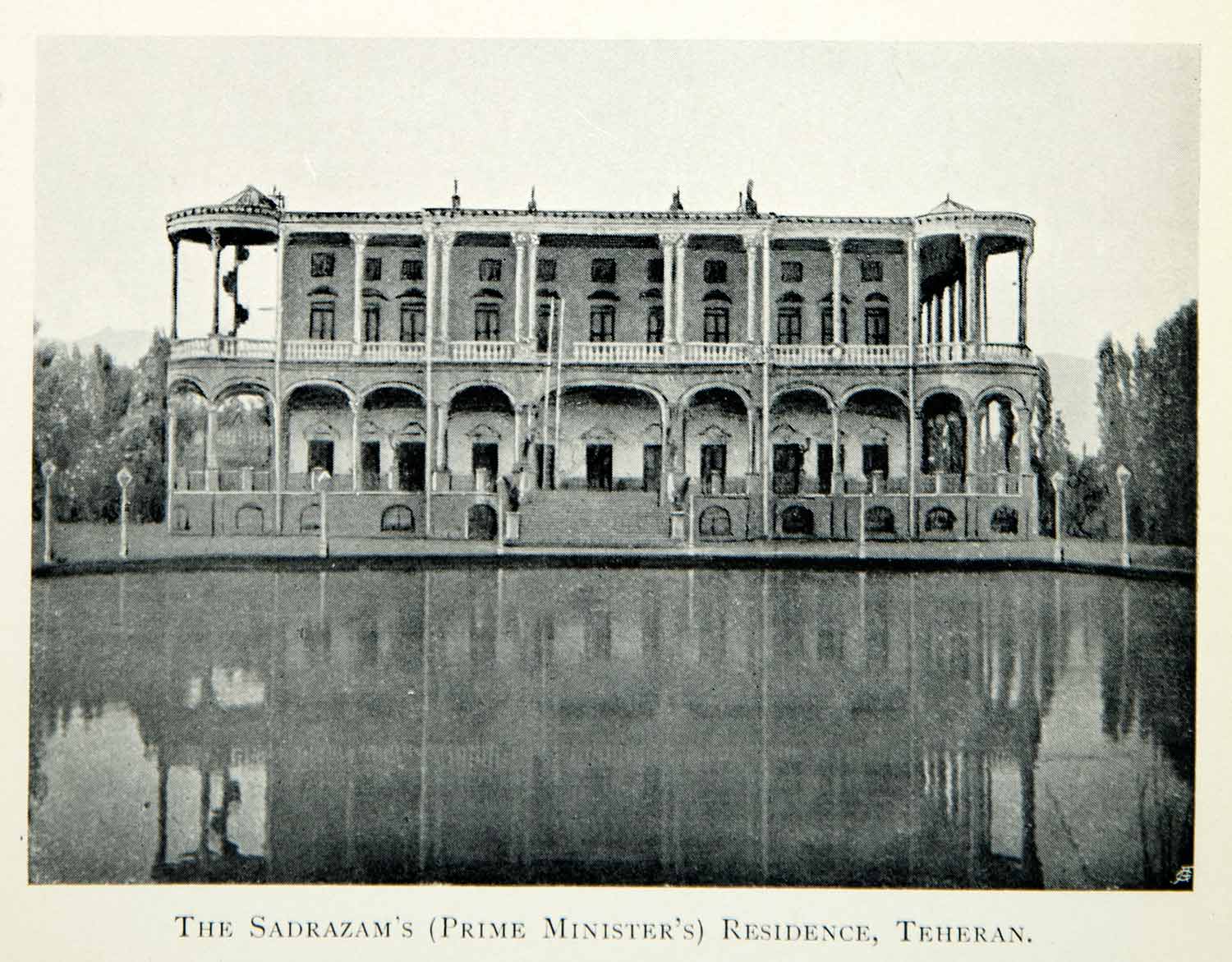 1903 Print Sadrazam Prime Minister Teheran Architecture Pool Balcony XGED8