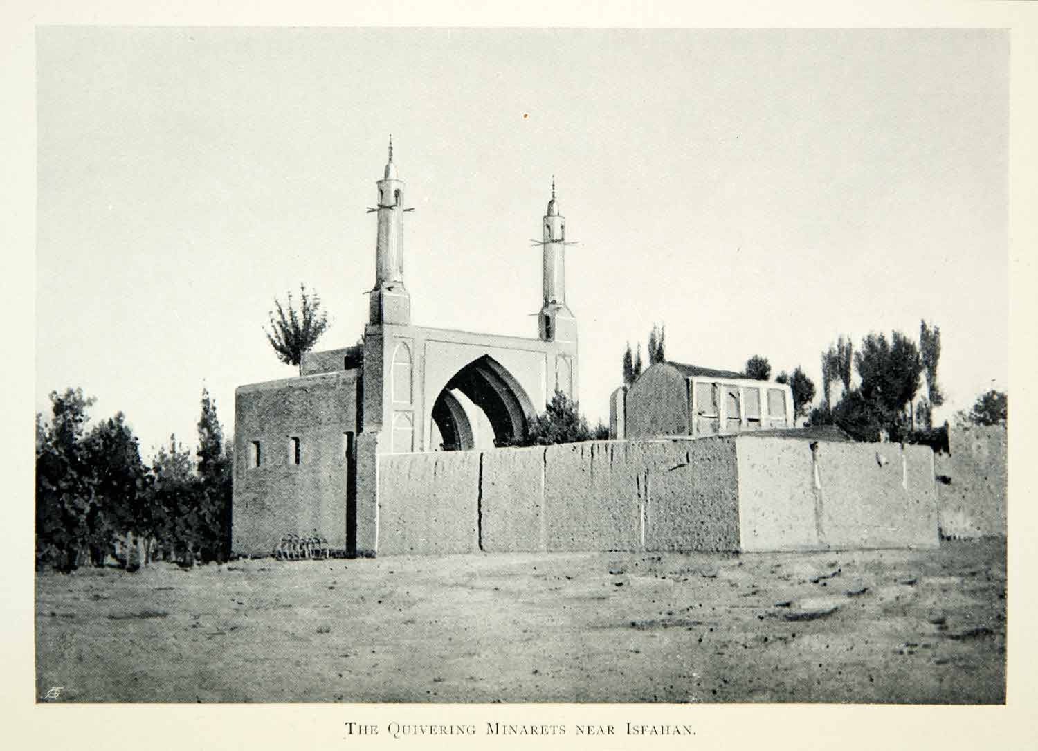 1903 Print Minaret Mosque Isfahan Persia Iran Islamic Muslim Architecture XGED8