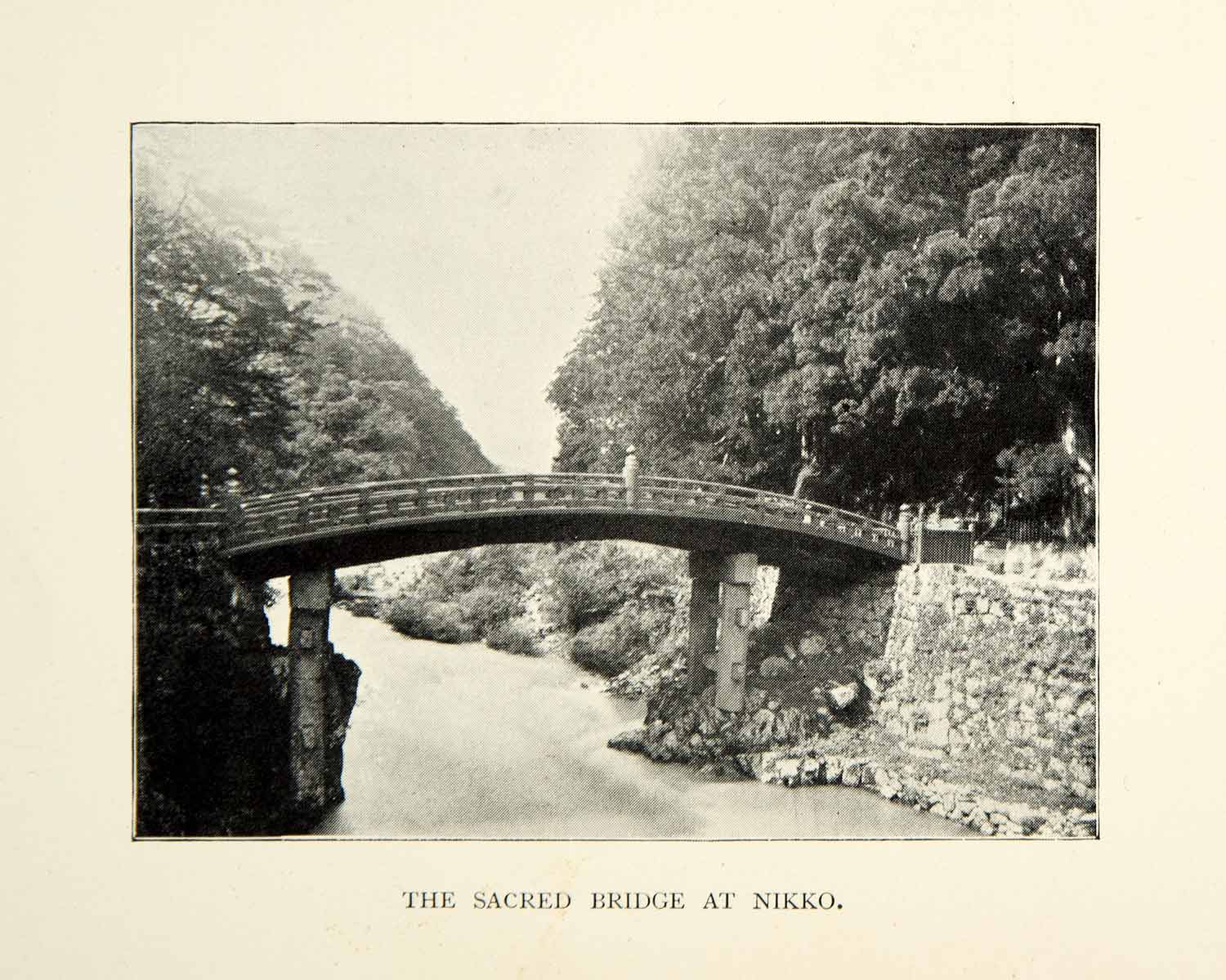 1896 Print Sacred Bridge Nikko Japan Architecture Historic Landmark River XGED9