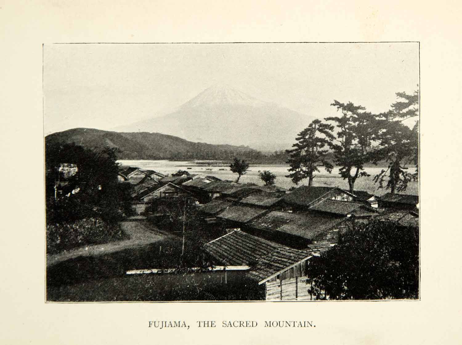 1896 Print Fujiama Mountain Sacred Japan Landscape Historic Famous XGED9