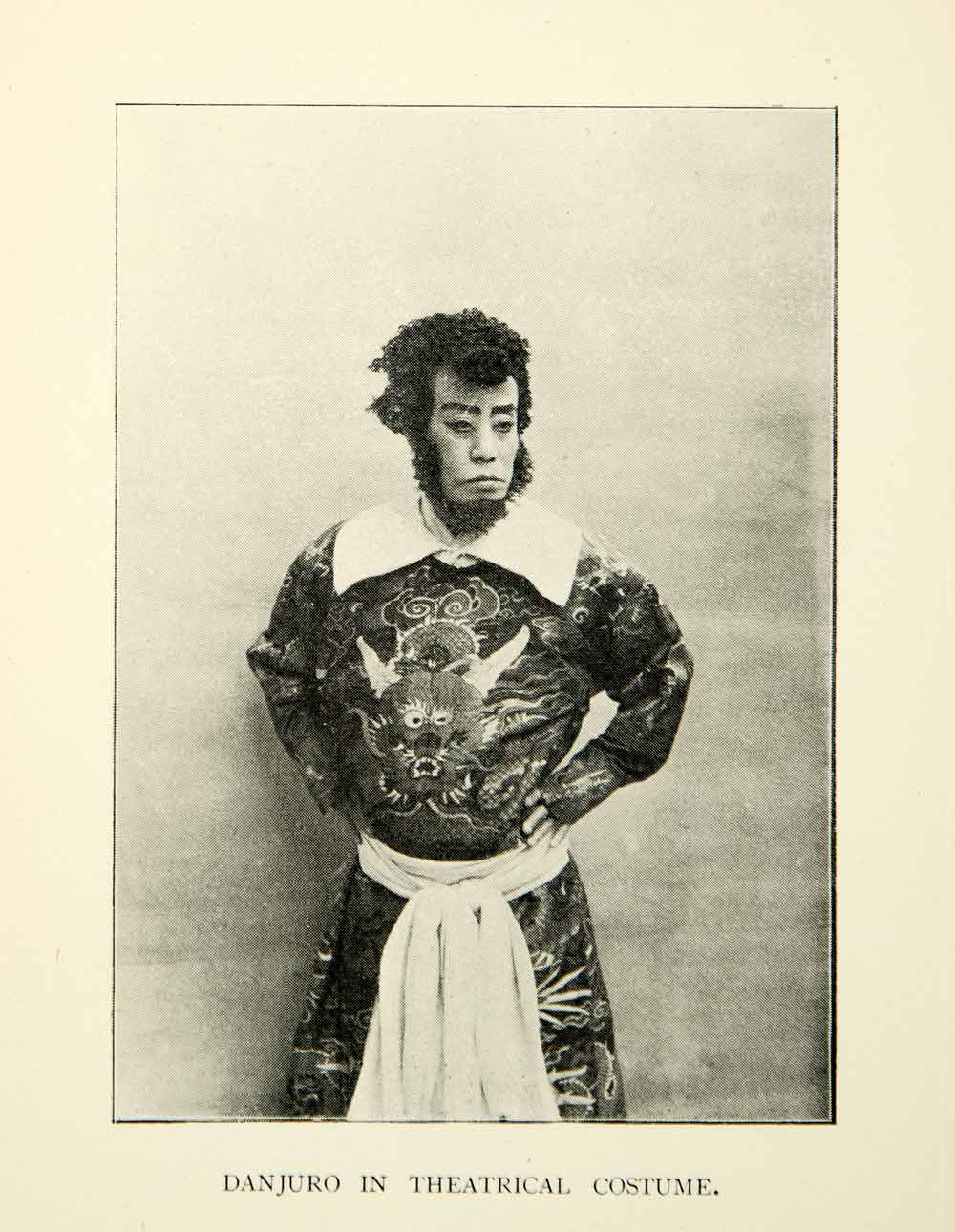 1896 Print Danjuro Theater Costume Japanese Portrait Actor Fashion XGED9