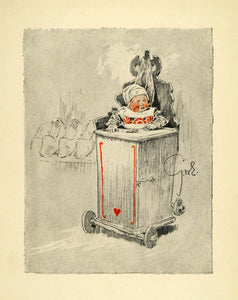1909 Print Dutch Go-Cart Baby Child Clogs George Wharton Edwards Art XGF2