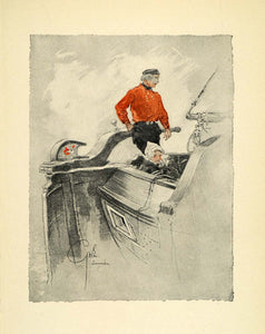 1909 Print Stern River Boat Leeuwarden Portrait George Wharton Edwards Art XGF2