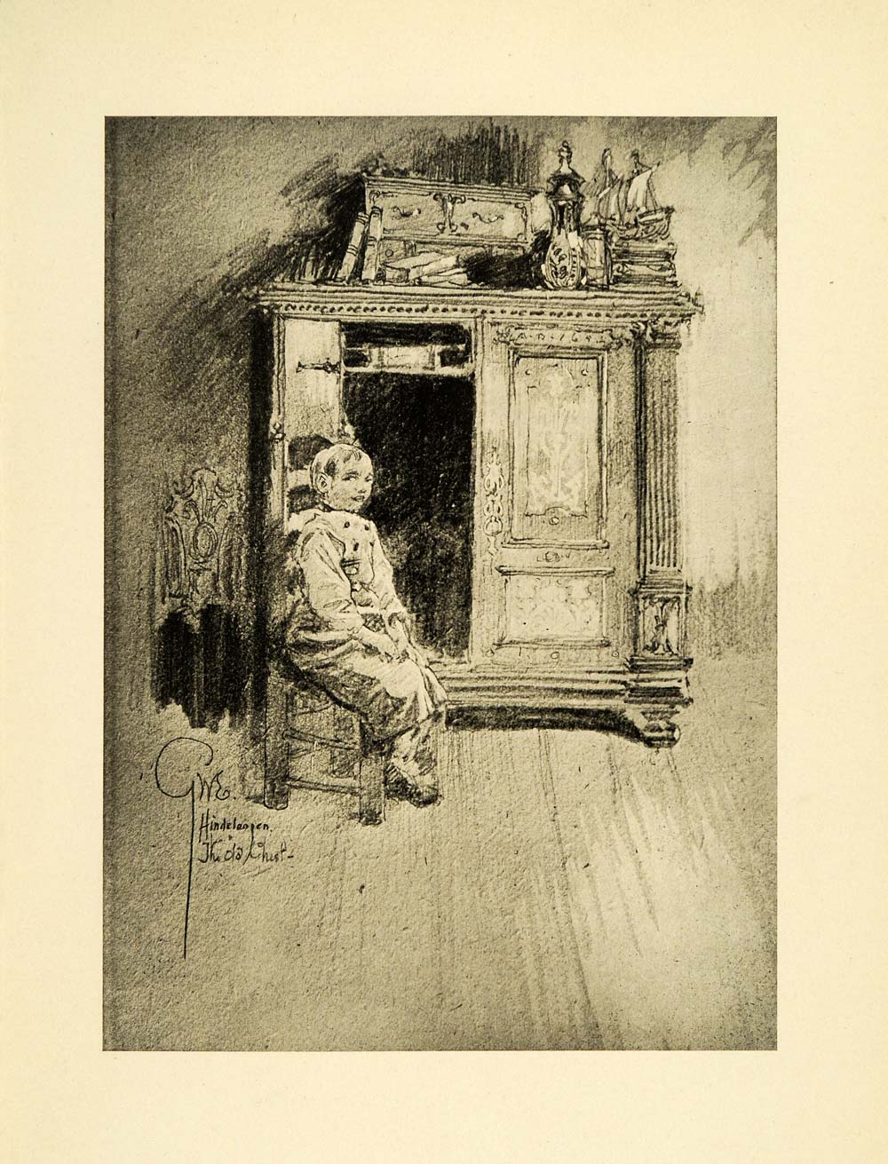 1909 Print Hindeloopen Child Chest Furniture Netherlands George Wharton XGF2