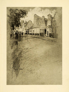 1909 Print Friesland Gables Housing Architecture George Wharton Edwards Art XGF2
