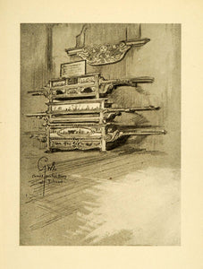 1909 Print Biers Bolsward Netherlands Coffin Carving George Wharton Edwards XGF2