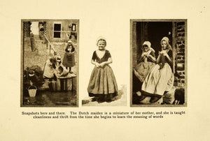 1912 Print Holland Dutch Women Cultural Costume Dress Chores Knitting XGF5