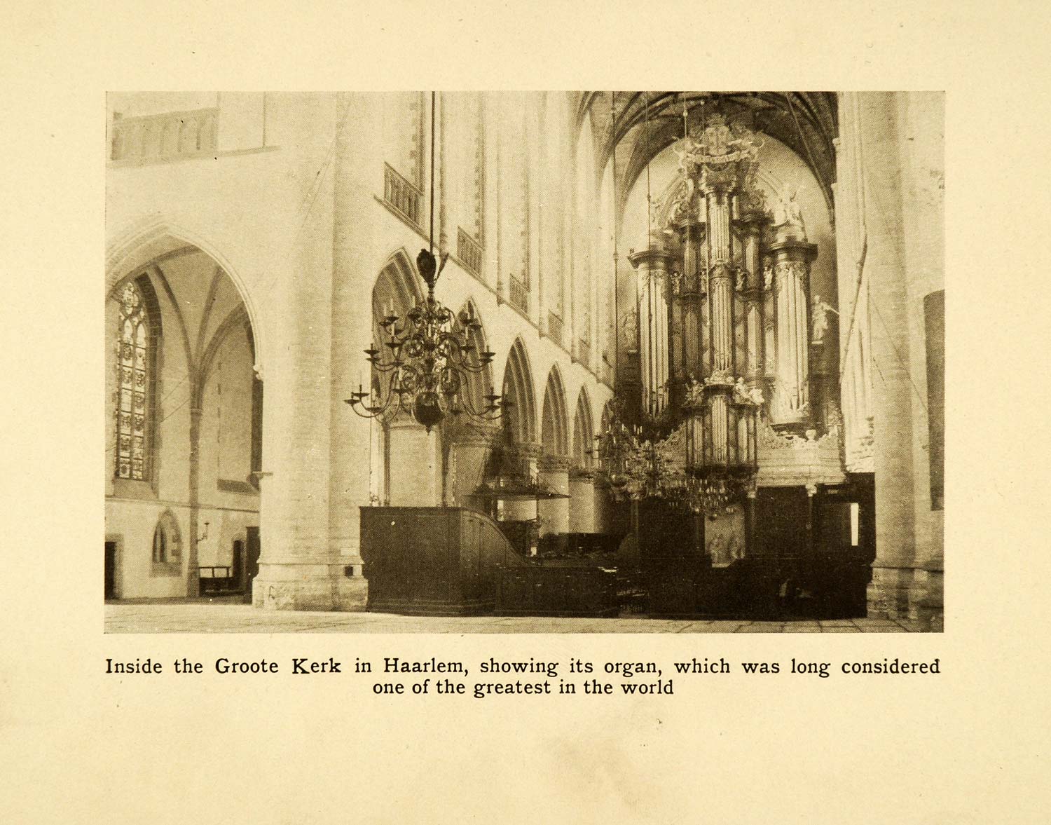 1912 Print Groote Kerk Cathedral Interior Haarlem Holland Religious XGF5