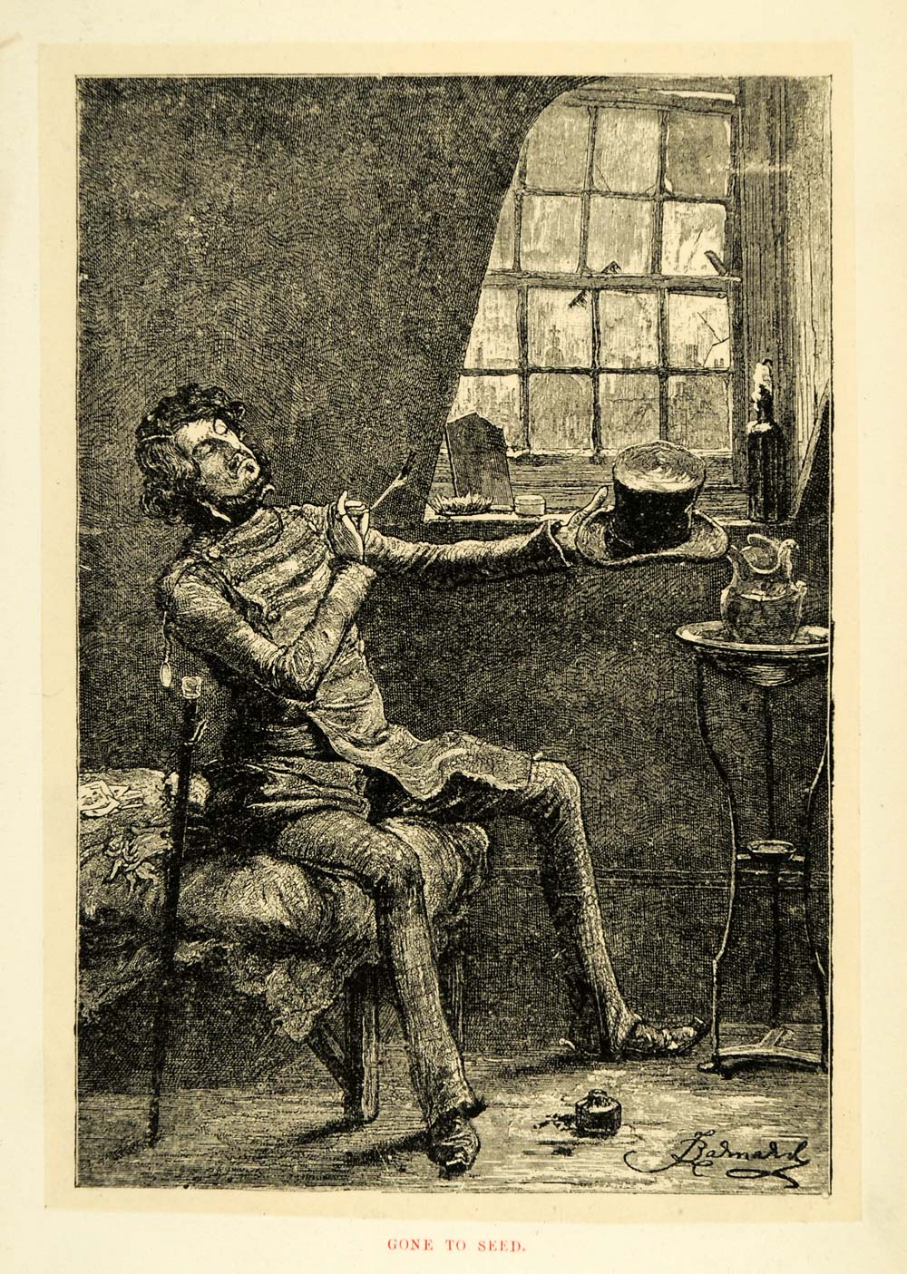 1883 Tipped-In Wood Engraving George Augustus Sala Satire Victorian Repair XGF8