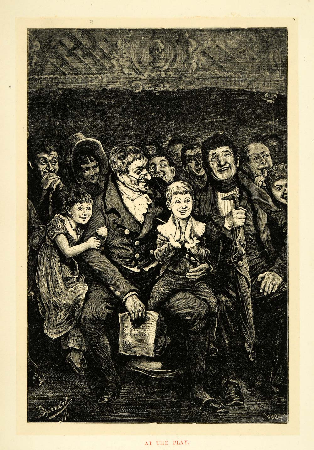 1883 Tipped-In Wood Engraving George Augustus Sala Victorian Theater XGF8