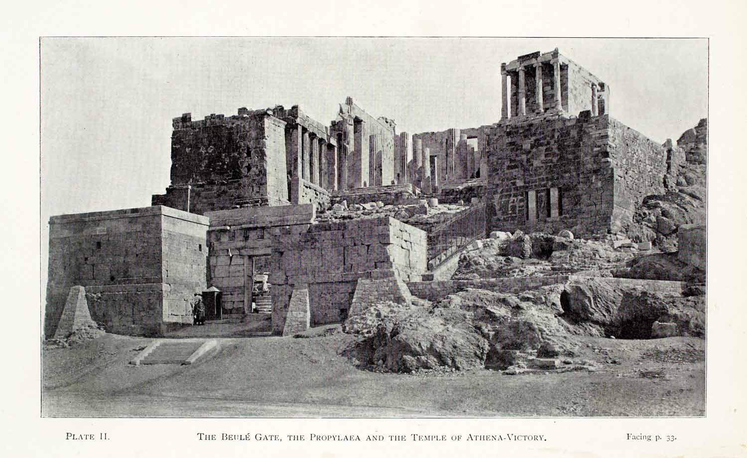 1908 Halftone Print Acropolis Athens Greece Beulss Gate Propylaea Temple XGFA2