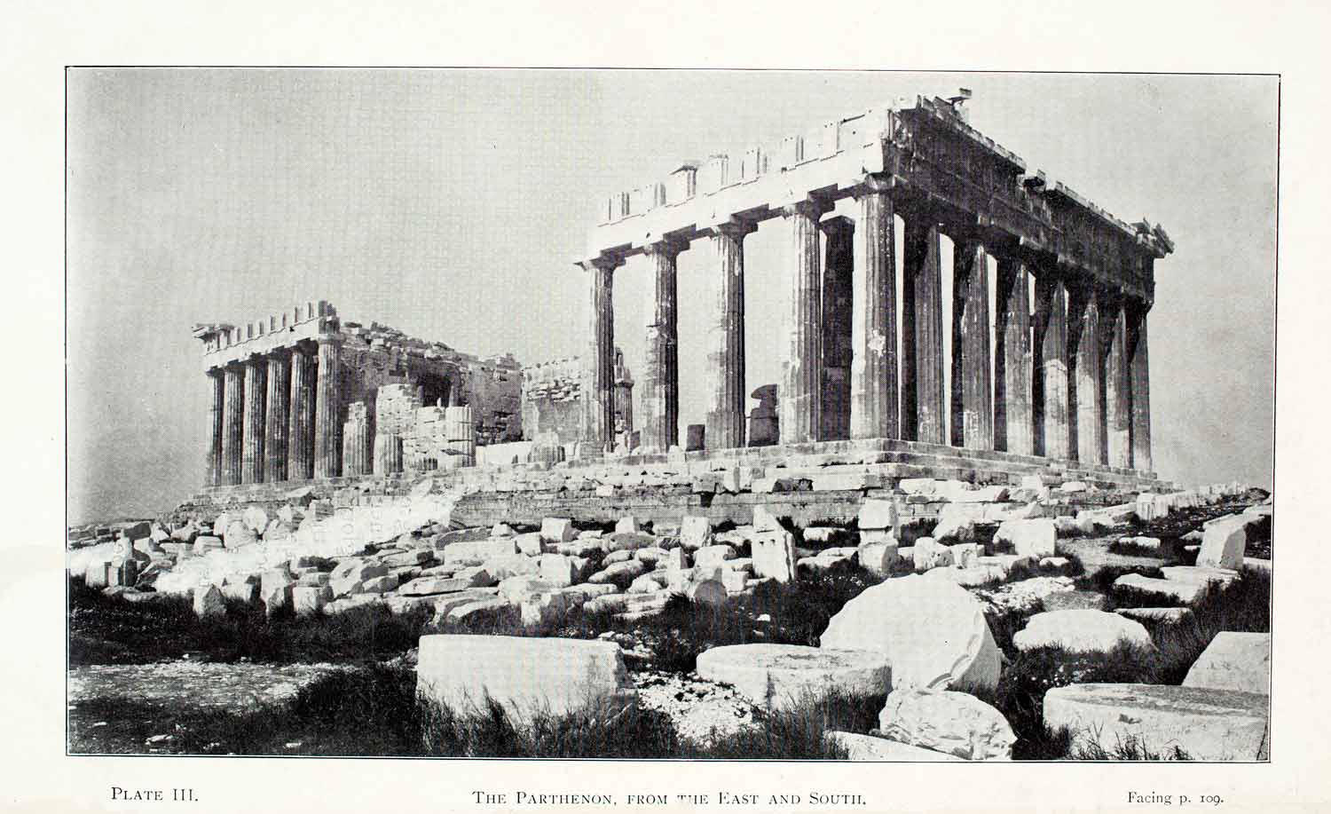 1908 Halftone Print Parthenon Acropolis Athens Greece Architecture XGFA2