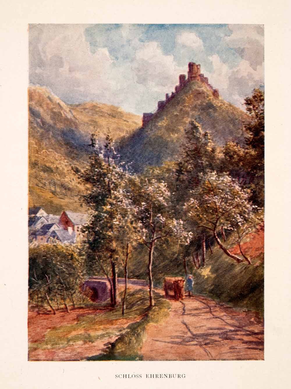 1906 Print Trevor Hadden Scloss Fortress Ehrenburg Rhine Valley Germany XGFA3