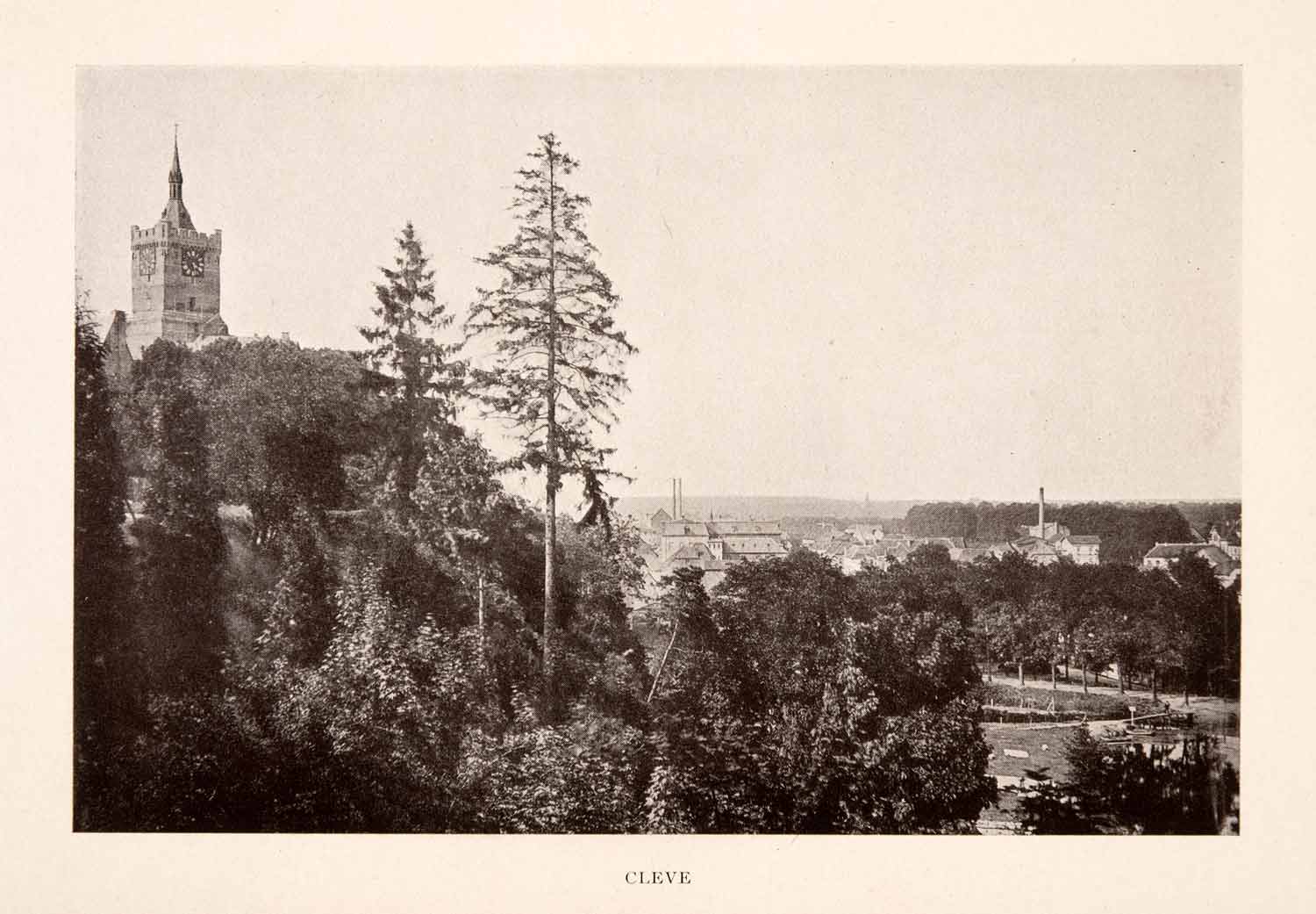 1906 Print Kleve Stiftkirche Church Tower Cityscape North Rhine-Westphalia XGFA3