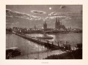 1906 Print Cityscape Skyline Cologne Cathedral Night Rhine Germany Kolner XGFA3