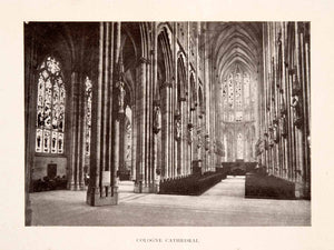 1906 Print Cologne Cathedral Nave Germany Groin Vault Stain Glass Gothic XGFA3