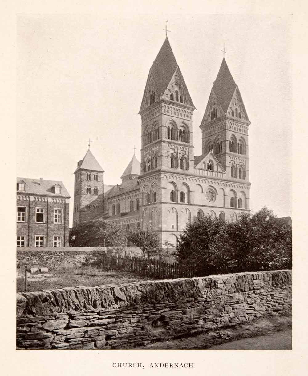 1906 Print St Mary Assumption Church Andernach 11th Century Tower Facade XGFA3