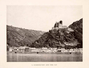 1906 Print Maus Kat Castle Sankt Goarshausen Rhineland Burg Town Valley XGFA3