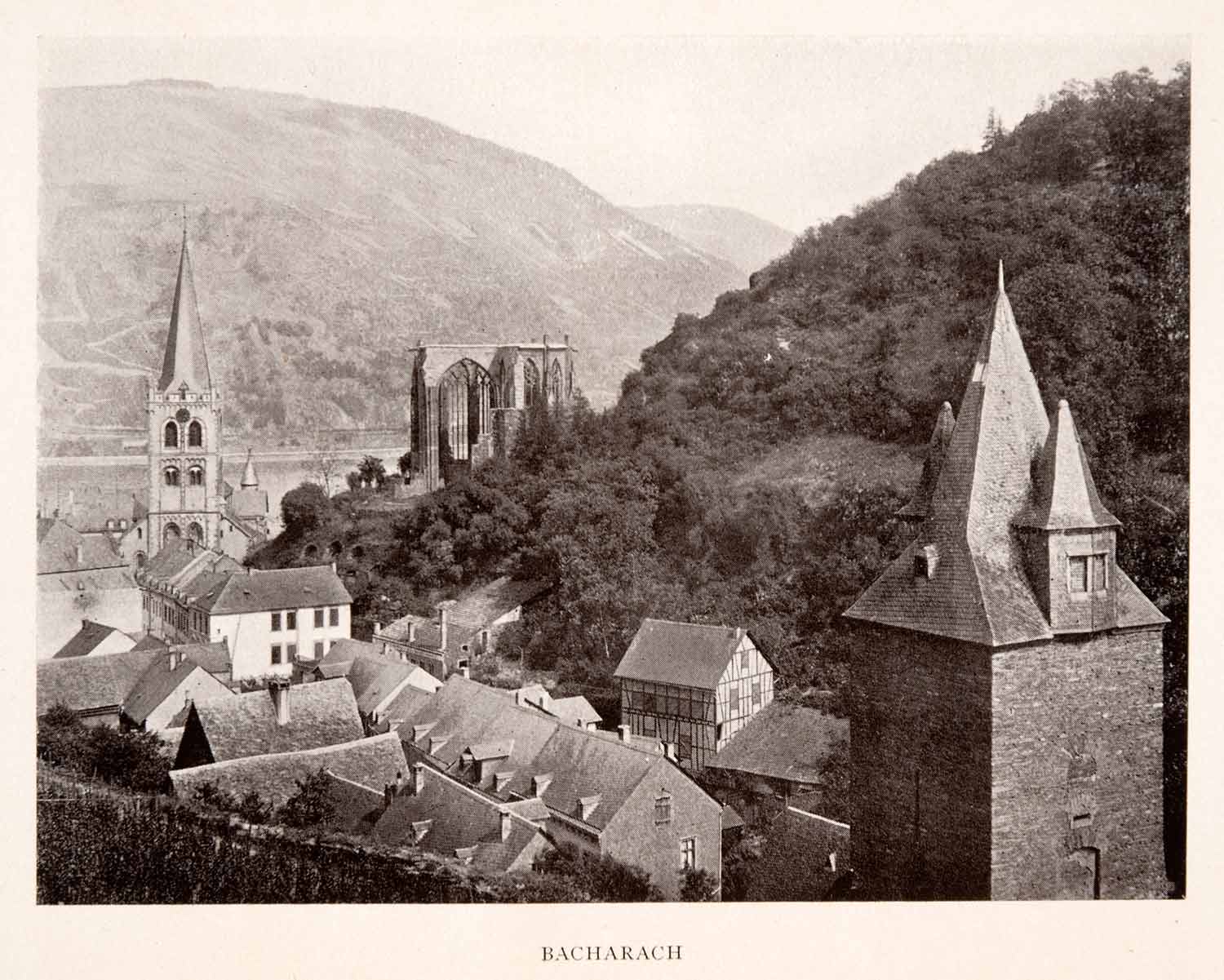 1906 Print Bacharch St Peters Church Wernerkapelle Historic Landmark XGFA3