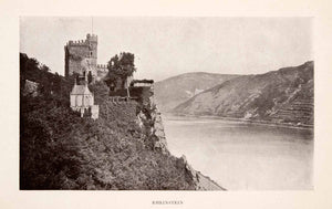 1906 Print Rheinstein Medieval Castle Trechtingshausen Rhine Valley XGFA3