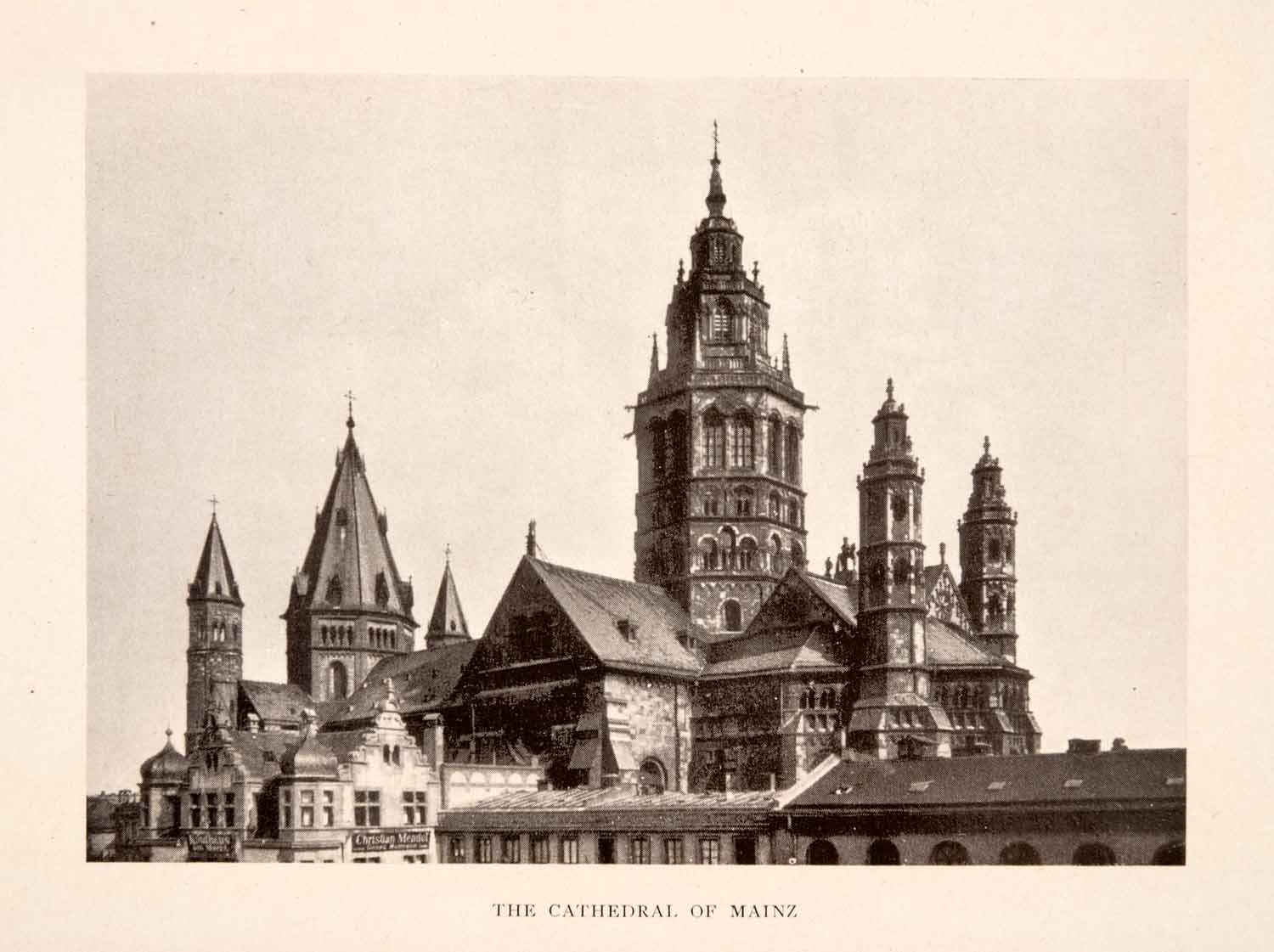 1906 Print Cathedral Mainz Martinsdom Romanesque Tower Octagon Historic XGFA3