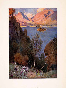 1908 Print Glimpse Grasmere Evening Sun England Landscape Waterway Island XGFA4