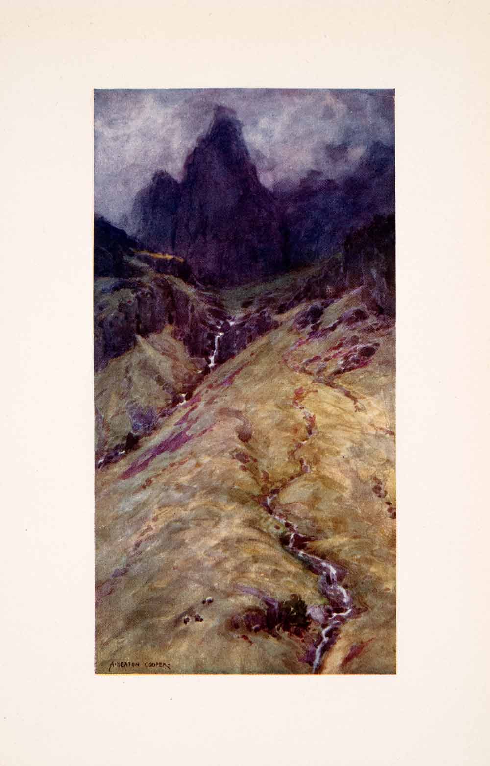 1908 Print Pillar Rock Ennerdale Mountains Streams Landmark Streams Clouds XGFA4