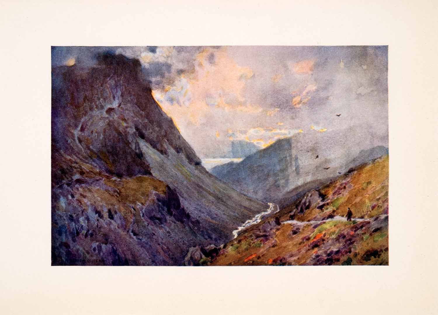 1908 Print Honister Pass Buttermere England Mountains Valley Stream XGFA4