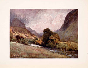 1908 Print Vale St John Keswick England Mountains Stream Trees Alfred XGFA4