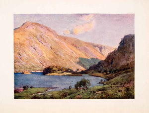 1908 Print Thirlmere Helvellyn England Landscape Mountain Island Alfred XGFA4