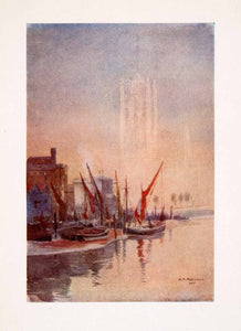 1905 Print Westminster London England Millbank Marshall River Thames XGFA7