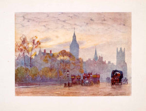 1905 Print Whitehall Westminster London England Carriage Horse Road Street XGFA7