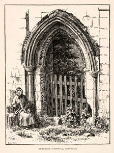 1894 Wood Engraving Enterior Doorway Rievaulx Yorkshire England Gateway XGFA8