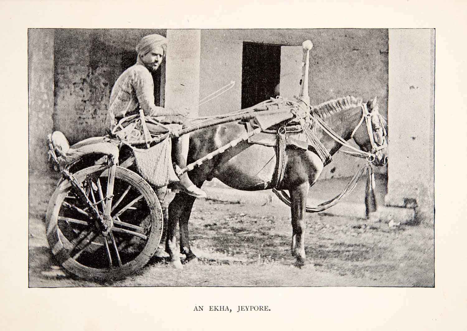 1892 Print Eka Horse Cart Indian Transportation Whip Driver Draught XGFB4
