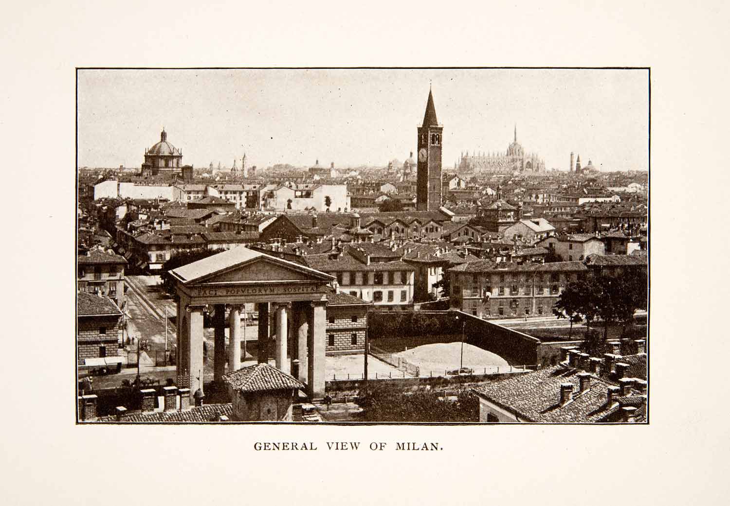 1906 Print Milan Italy Cityscape Architecture Historic View Tower Columns XGFB6