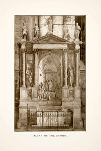 1906 Print Altar Sculpture Duomo Cathedral Milan Italy Architecture XGFB6