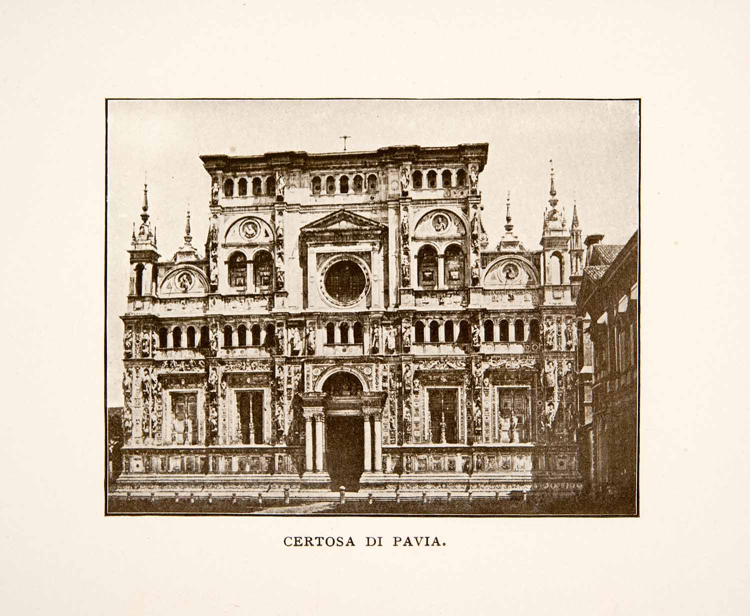 1906 Print Certosa di Pavia Lombardy Italy Architecture Historic Blessed XGFB6